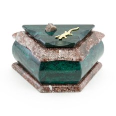 Шкатулка камень змеевик, креноид 14х8х8 см