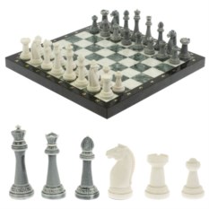 Шахматы Стаунтон доска 40х40 см мрамор / шабровский змеевик