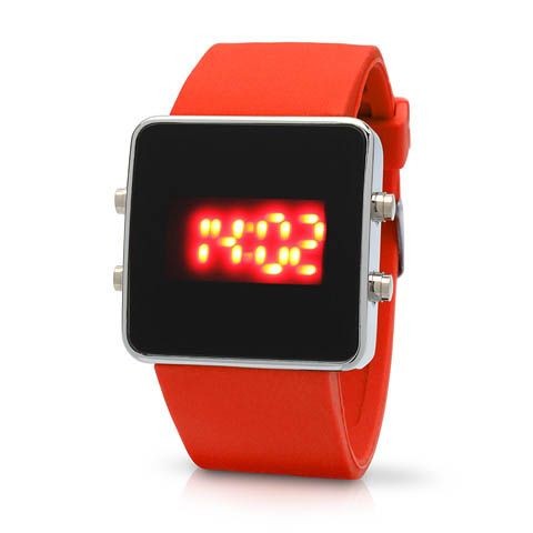 Часы JELLY LED красные