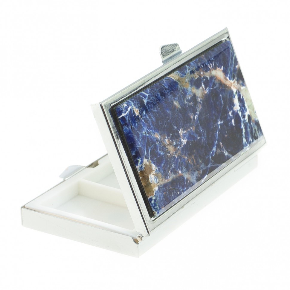 Таблетница на 3 отделения (камень содалит, цвет серебро)