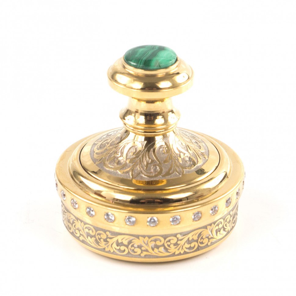 Подарочная оснастка для печати малахит фианиты Златоуст