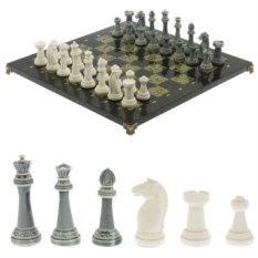 Шахматы Стаунтон из мрамолита и змеевика доска 44х44 см