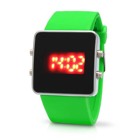 Часы JELLY LED салатовые