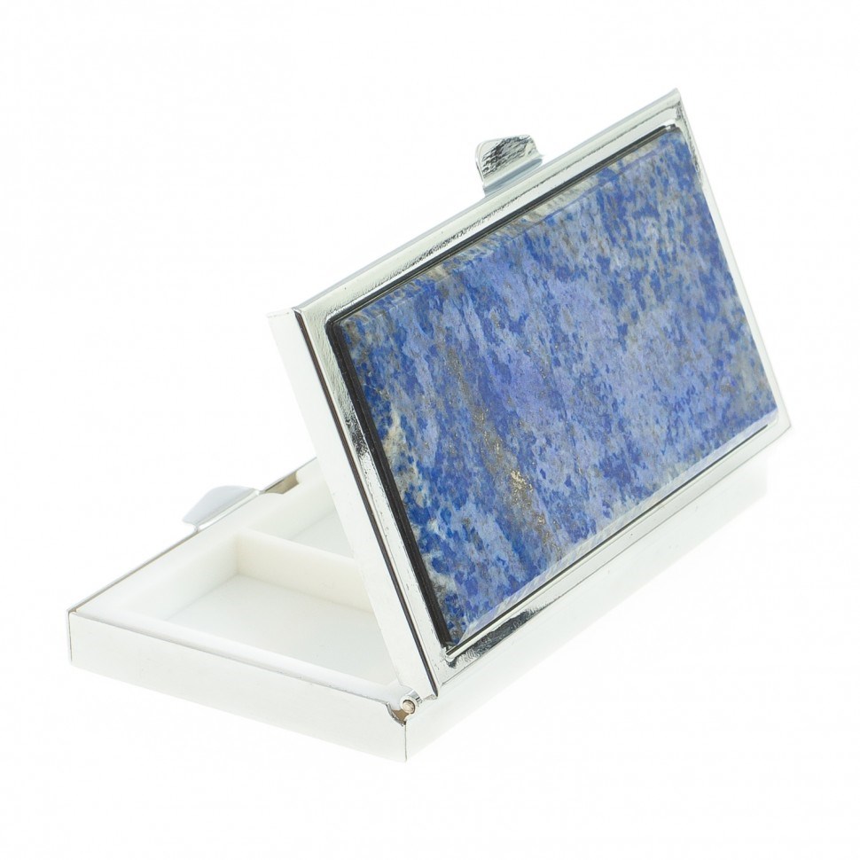 Таблетница на 3 отделения (камень лазурит, цвет серебро)