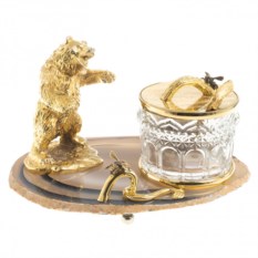 Медовница Медведь с ложкой из агата