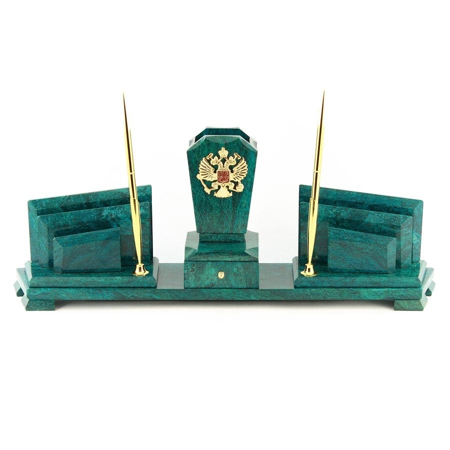 Настольный набор Герб (из змеевика)