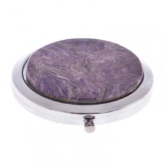 Карманное зеркальце с чароитом (цвет серебро)