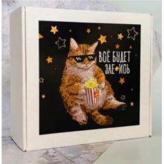 Подарочная коробка-бокс с наклейкой (разные дизайны)