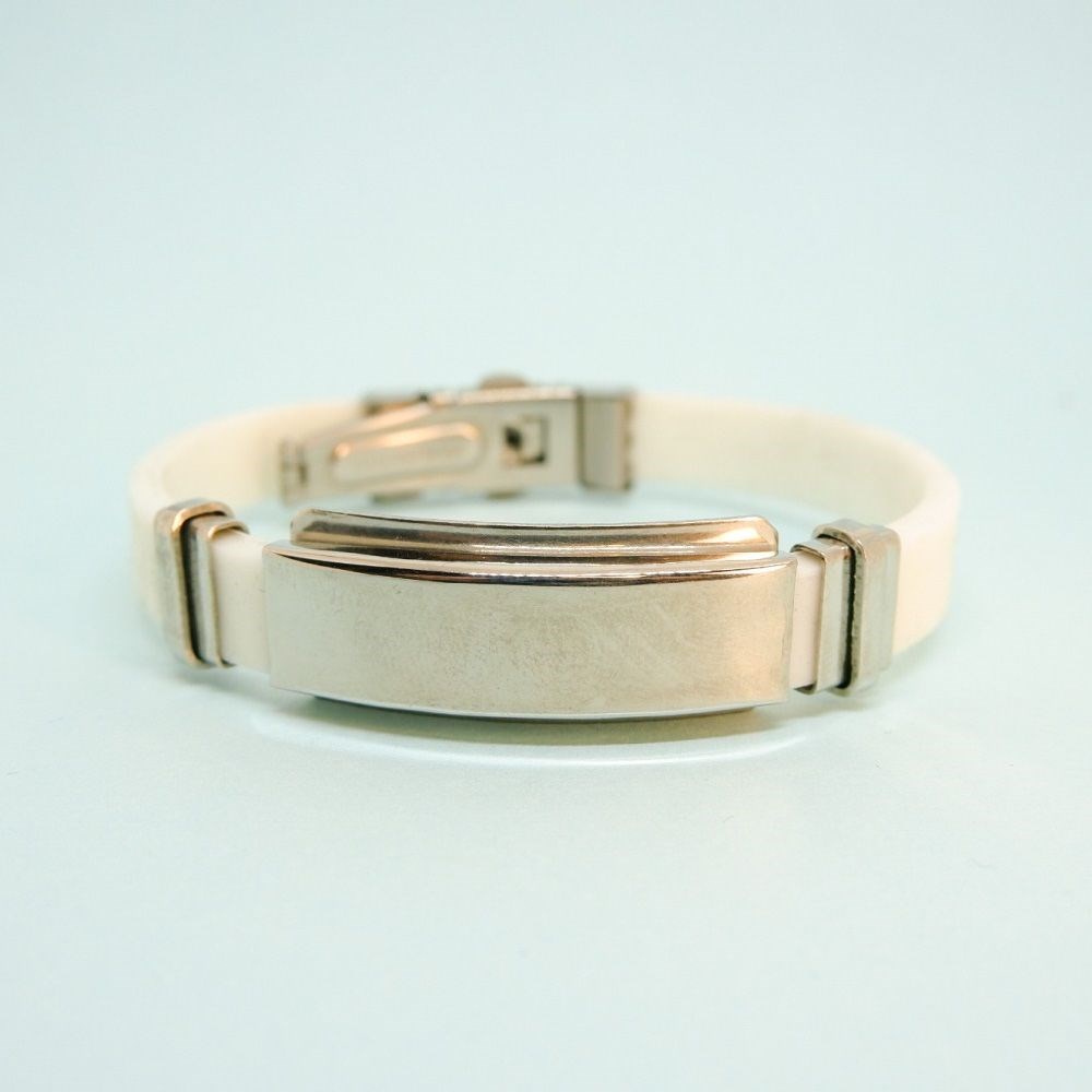 Браслет из каучука с металлическими вставками белого цвета