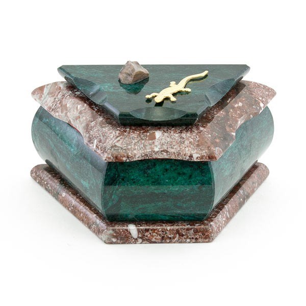 Шкатулка камень змеевик, креноид 14х8х8 см