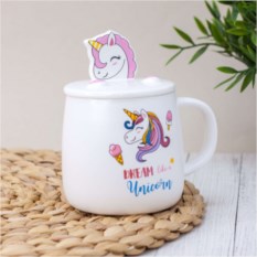 Кружка с крышкой и ложкой Dream like a Unicorn