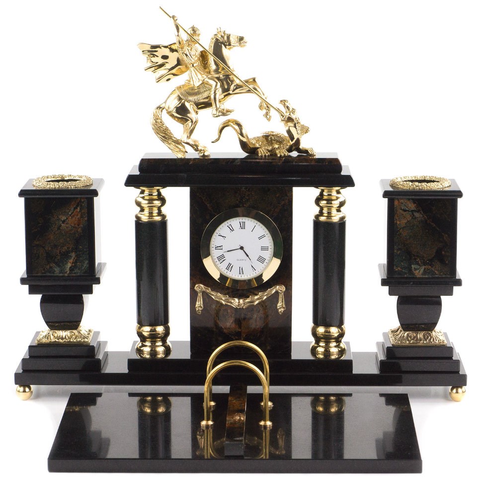 Письменный набор Георгий Победоносец (офиокальцит)