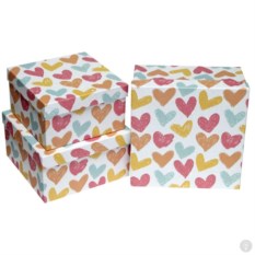 Подарочная коробка квадрат Сердца меловые