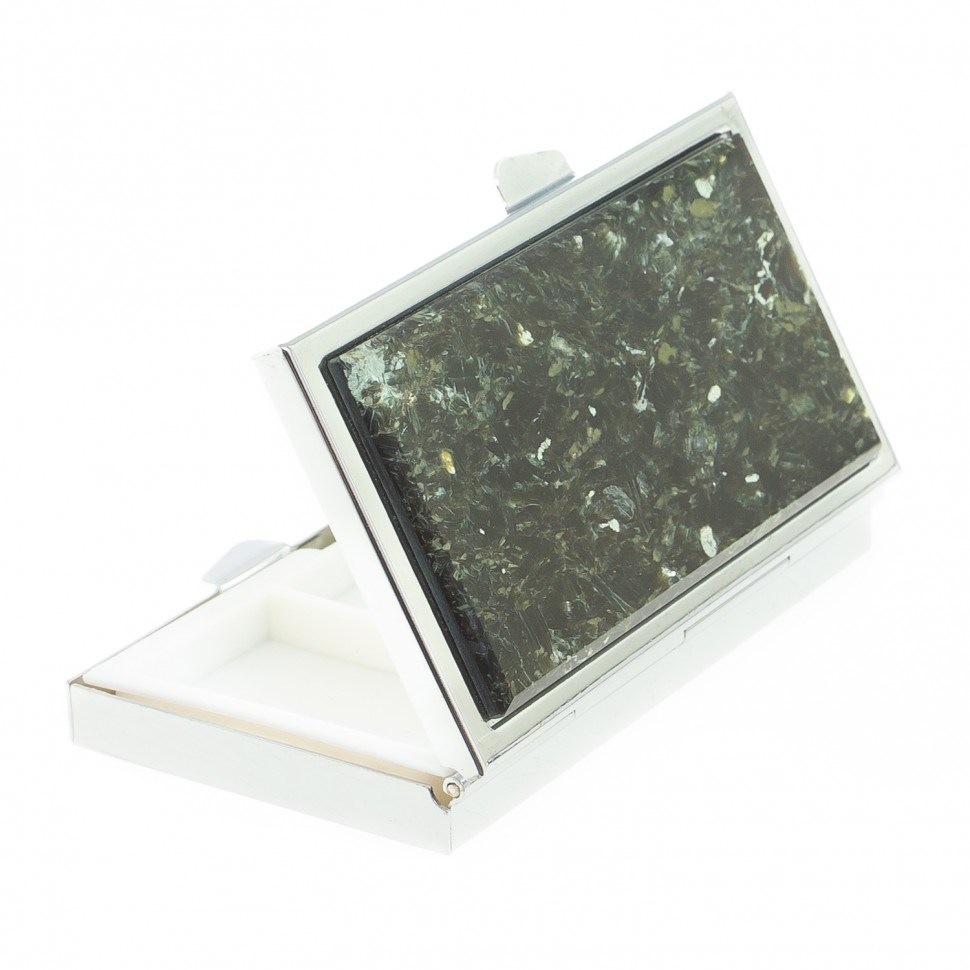 Таблетница на 3 отделения из мусковита (цвет: серебро)