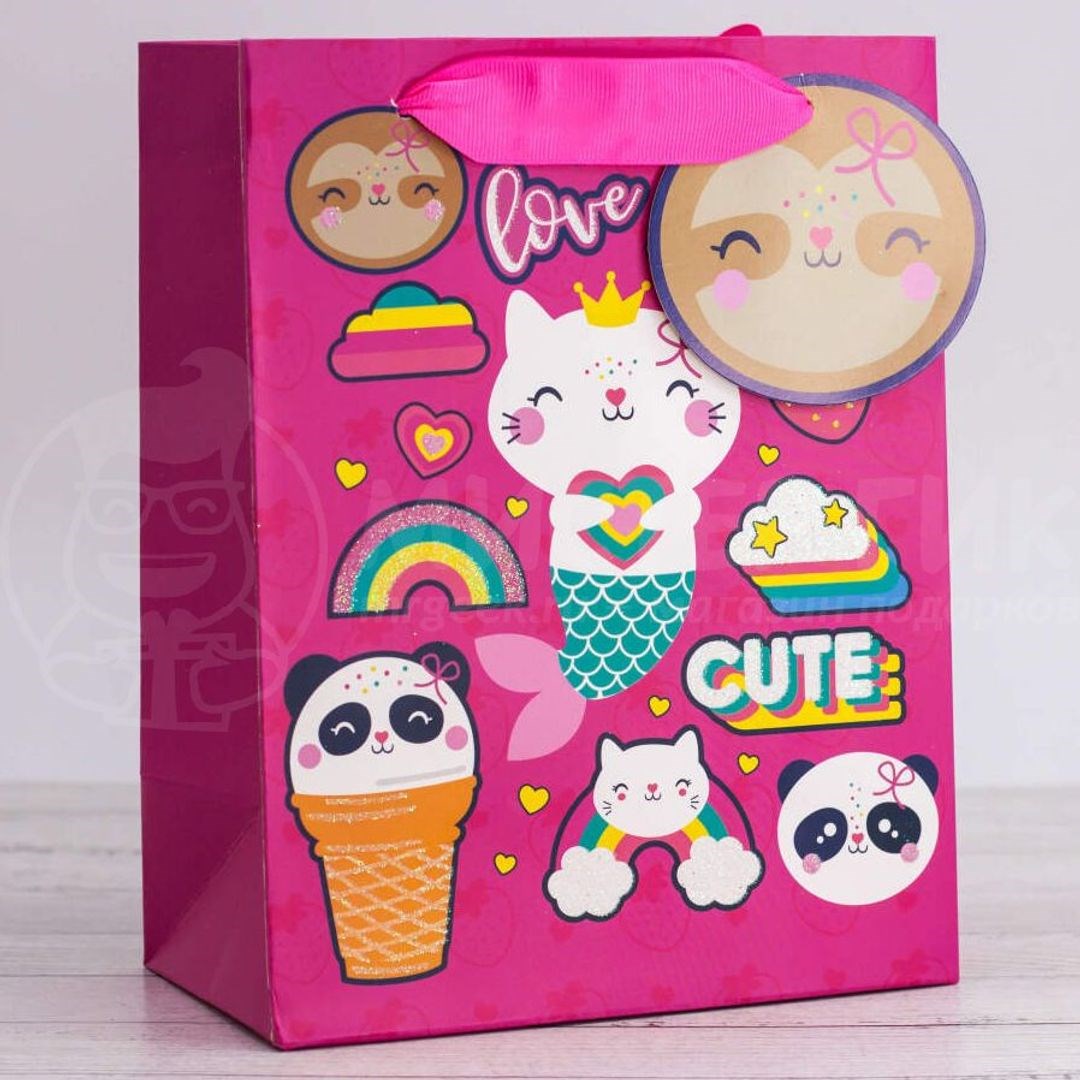 Подарочный пакет Many cute love (18*23*10 см)